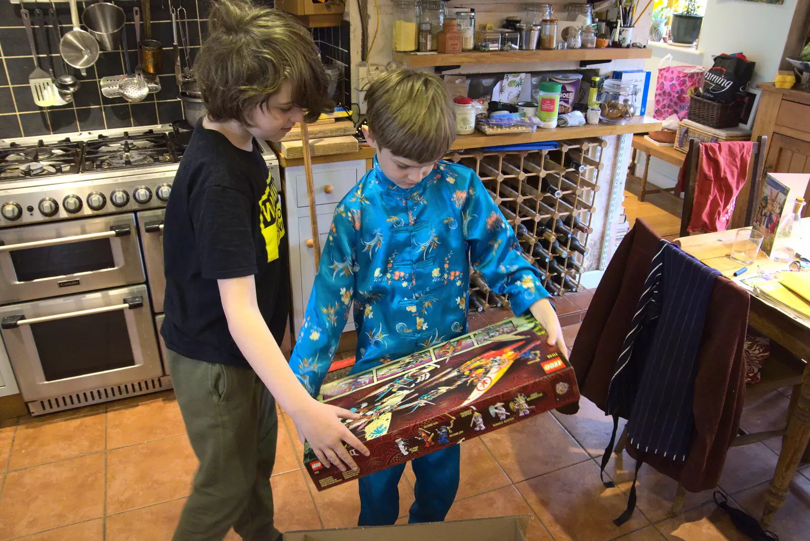 Fred and Harry inspect the box, from A Return to Bressingham Steam and Gardens, Bressingham, Norfolk - 28th March 2021