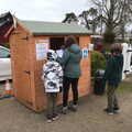 Isobel picks up tickets from the ticket shed, A Return to Bressingham Steam and Gardens, Bressingham, Norfolk - 28th March 2021