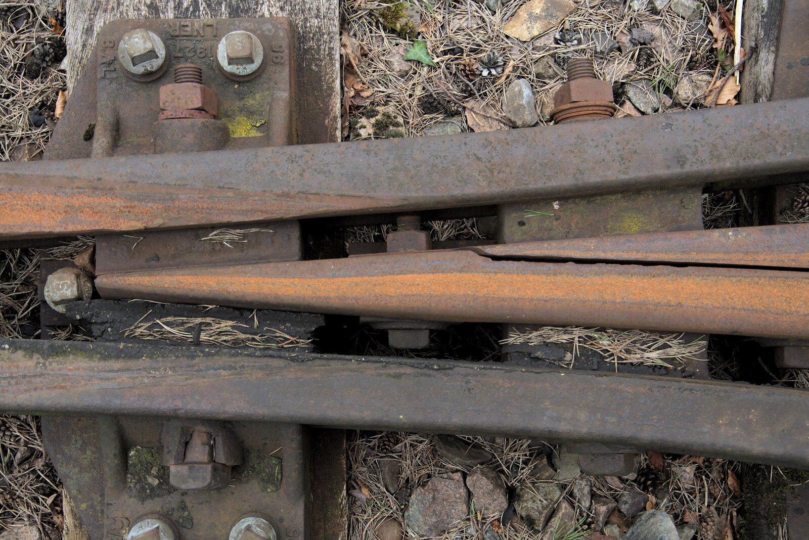 A cracked rail in some points from A Return to Bressingham Steam and Gardens, Bressingham, Norfolk - 28th March 2021