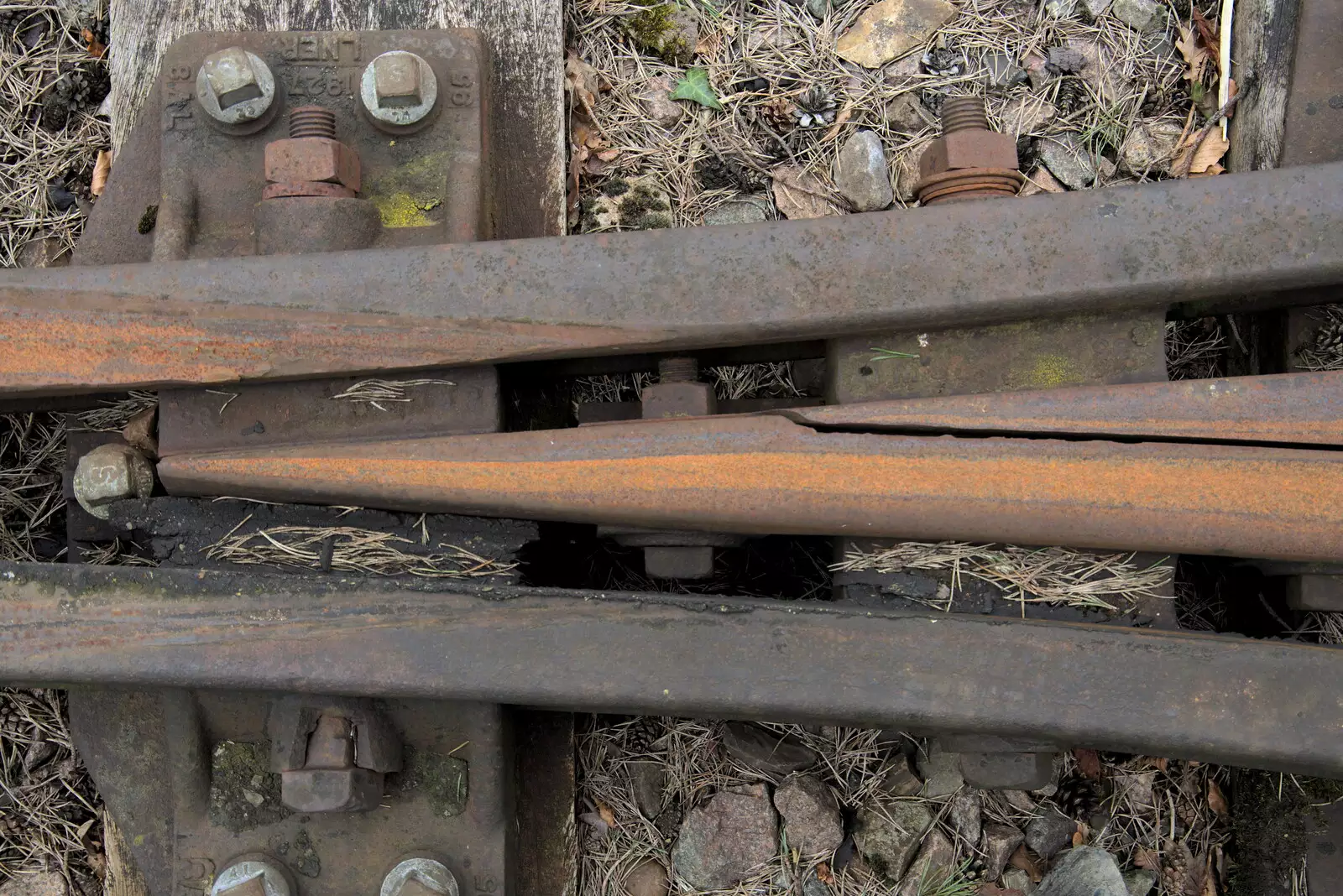 A cracked rail in some points, from A Return to Bressingham Steam and Gardens, Bressingham, Norfolk - 28th March 2021