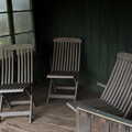 Four teak chairs in a garden house, A Return to Bressingham Steam and Gardens, Bressingham, Norfolk - 28th March 2021