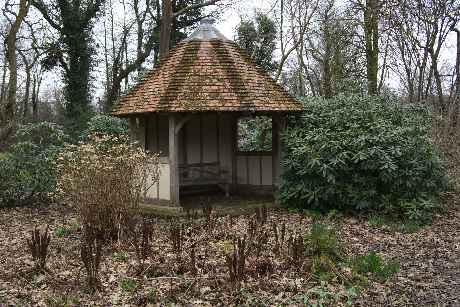 An octagonal garden house from A Return to Bressingham Steam and Gardens, Bressingham, Norfolk - 28th March 2021