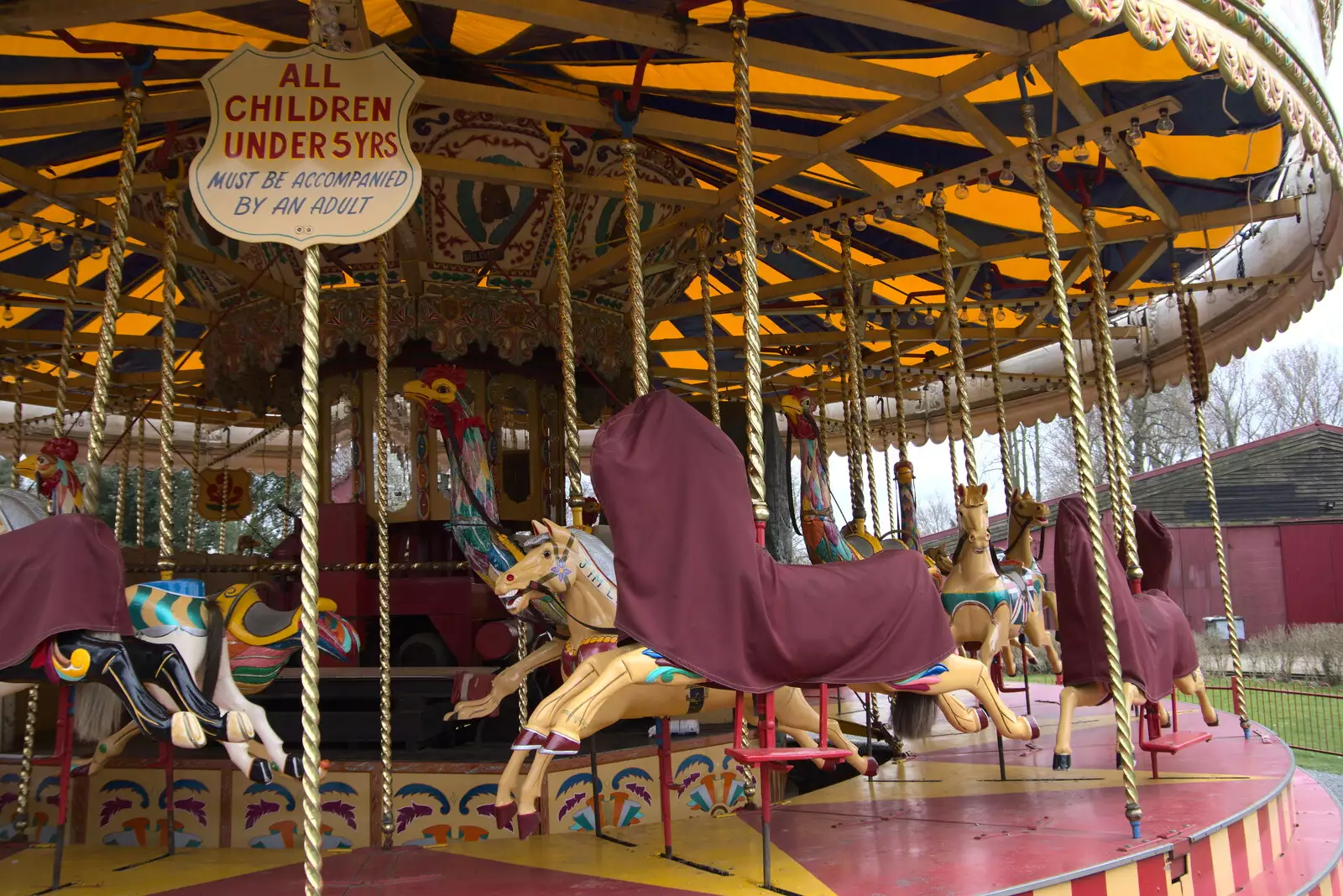 The gallopers are all covered up, from A Return to Bressingham Steam and Gardens, Bressingham, Norfolk - 28th March 2021