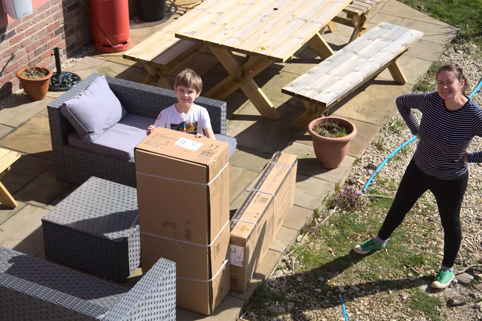 Harry gets a huge box for his birthday, from A Trip to Dunwich Beach, Dunwich, Suffolk - 2nd April 2021