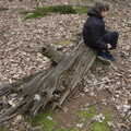 Fred sits on a log, A Trip to Dunwich Beach, Dunwich, Suffolk - 2nd April 2021