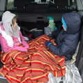 Megan and Harry in the boot of the car, A Trip to Dunwich Beach, Dunwich, Suffolk - 2nd April 2021