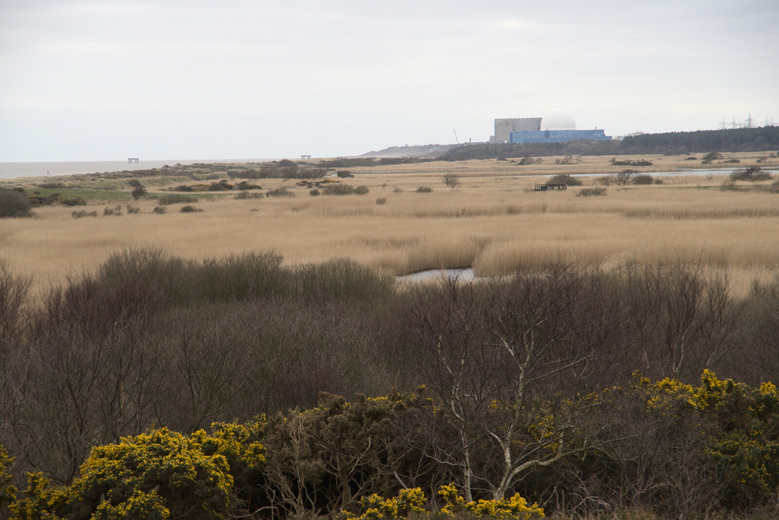 The view to Sizewell power station from A Trip to Dunwich Beach, Dunwich, Suffolk - 2nd April 2021