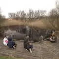 Sitting on the boards by the dark pond, A Trip to Dunwich Beach, Dunwich, Suffolk - 2nd April 2021