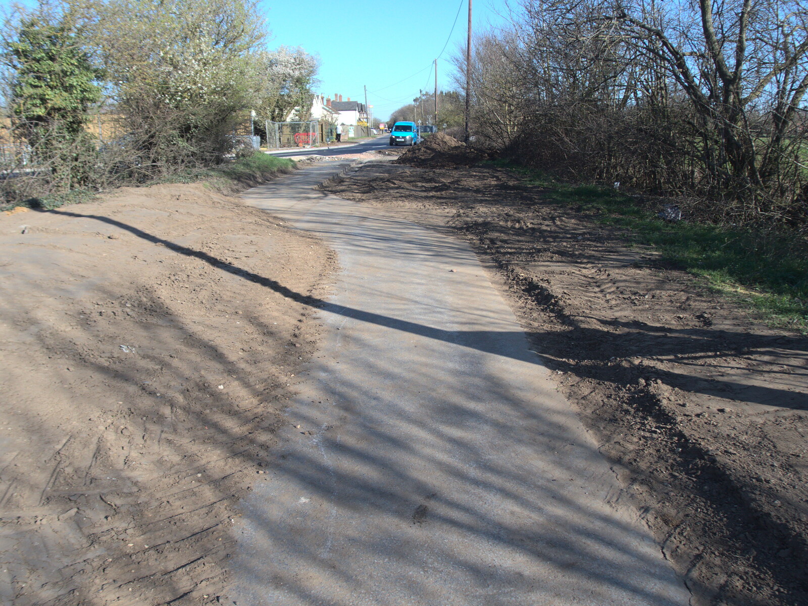 An old bit of B1077 is now a cycle path from Roadworks and Harry's Trampoline, Brome, Suffolk - 6th April 2021
