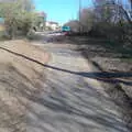 An old bit of B1077 is now a cycle path, Roadworks and Harry's Trampoline, Brome, Suffolk - 6th April 2021