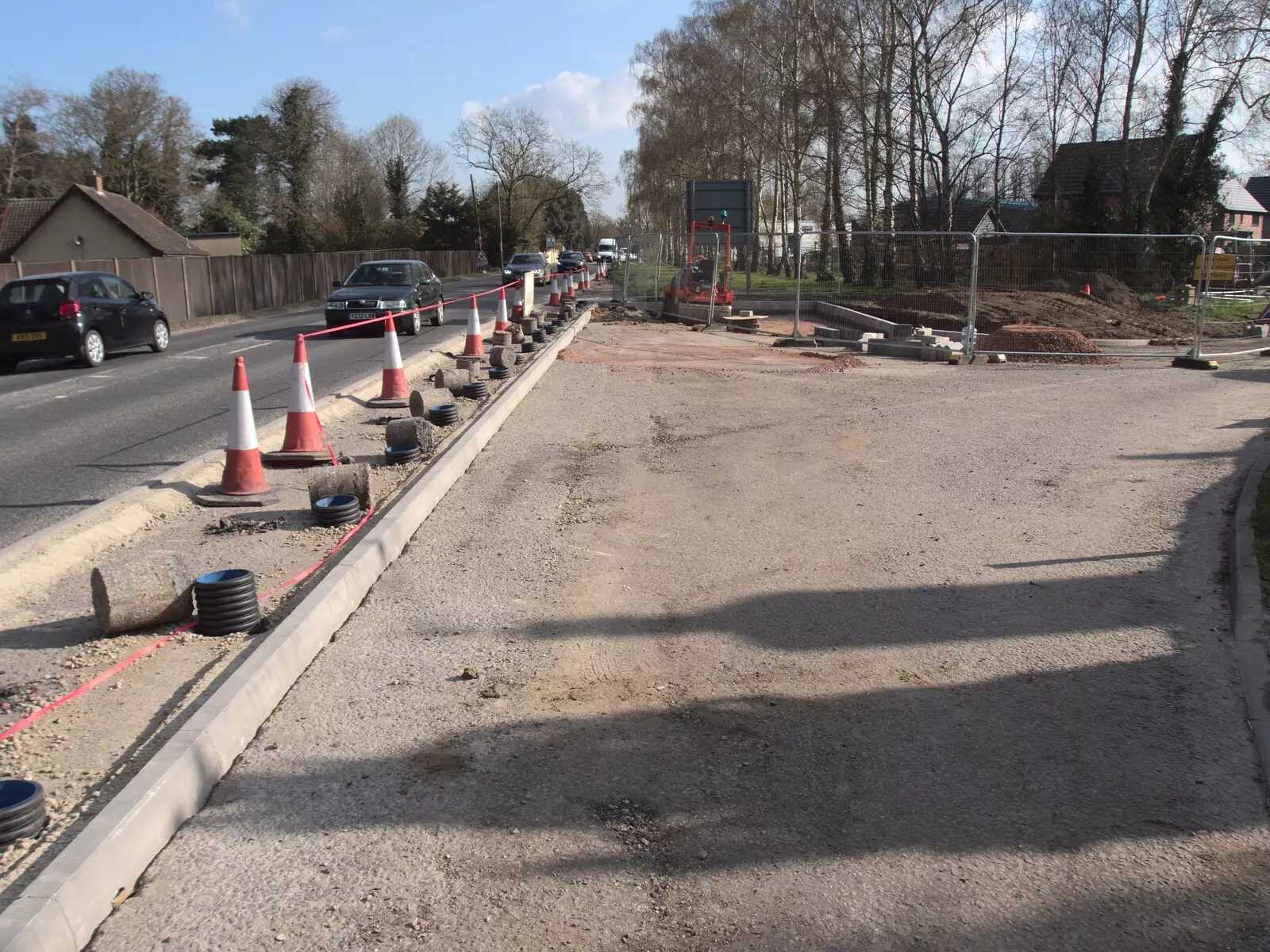 The road is now blocked off, from Roadworks and Harry's Trampoline, Brome, Suffolk - 6th April 2021