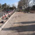 The road is now blocked off, Roadworks and Harry's Trampoline, Brome, Suffolk - 6th April 2021