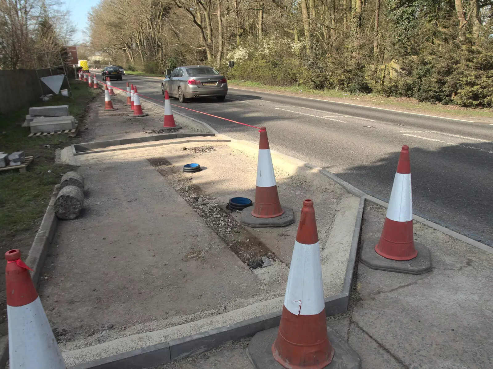 There's a small cycle exit, from Roadworks and Harry's Trampoline, Brome, Suffolk - 6th April 2021