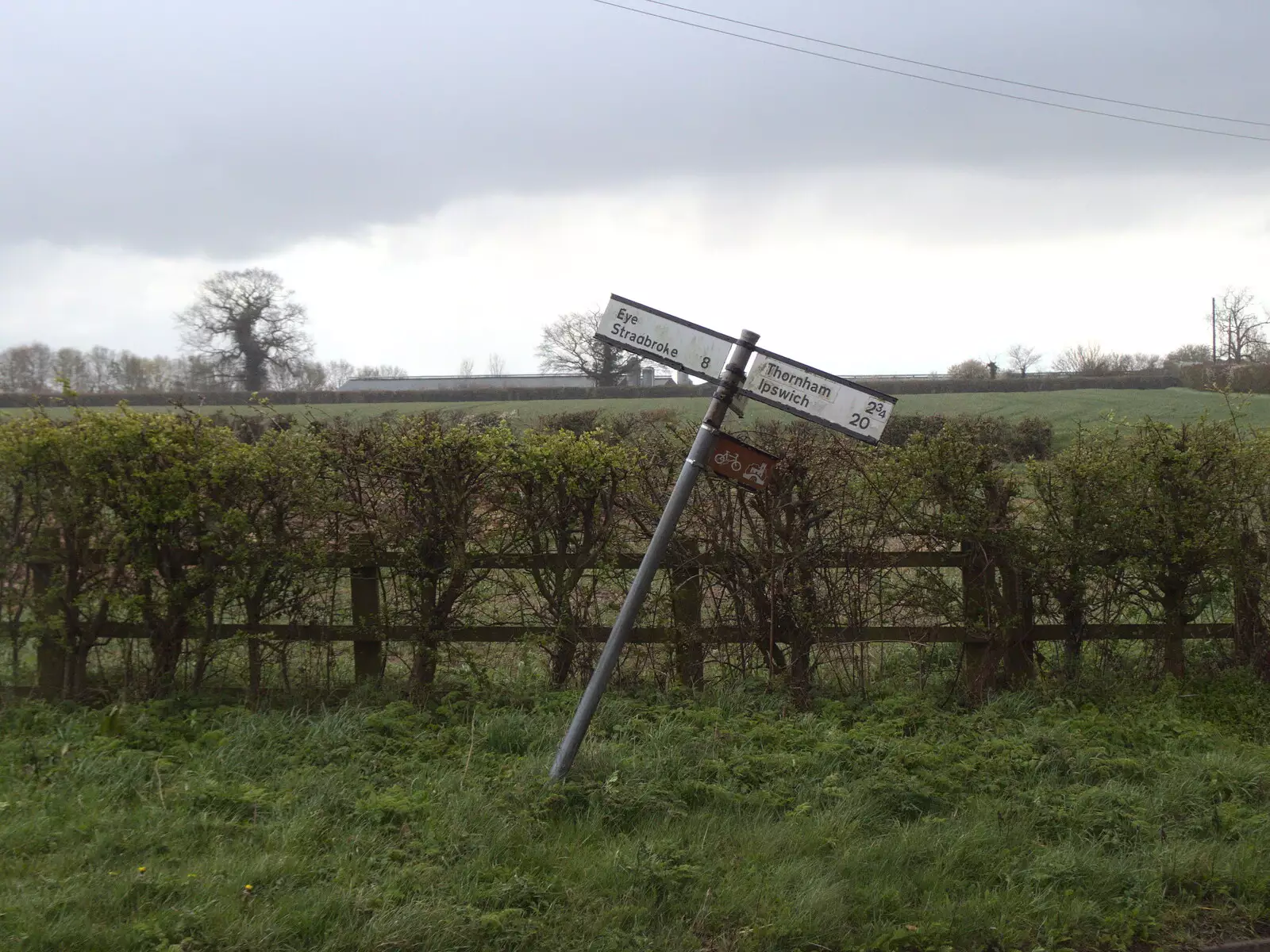 A sign on Yaxley Road is a bit on the huh, from Roadworks and Harry's Trampoline, Brome, Suffolk - 6th April 2021