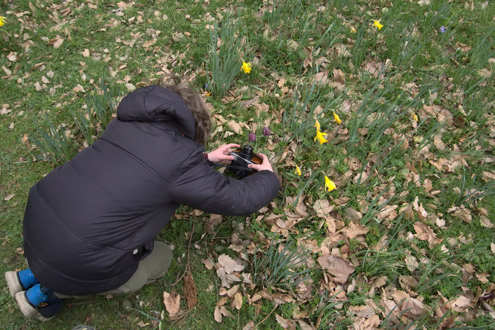 Fred takes a photo of an interesting flower, from A Return to Ickworth House, Horringer, Suffolk - 11th April 2021