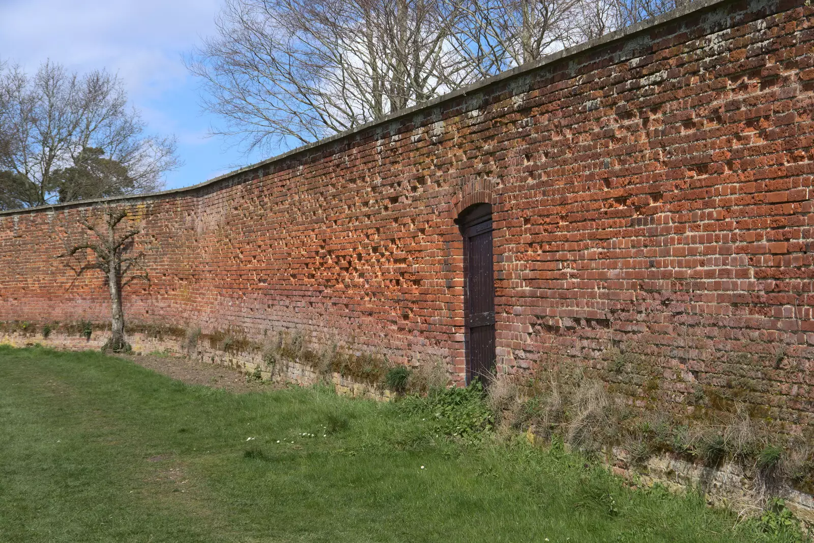 The pock-marked garden wall, from A Return to Ickworth House, Horringer, Suffolk - 11th April 2021