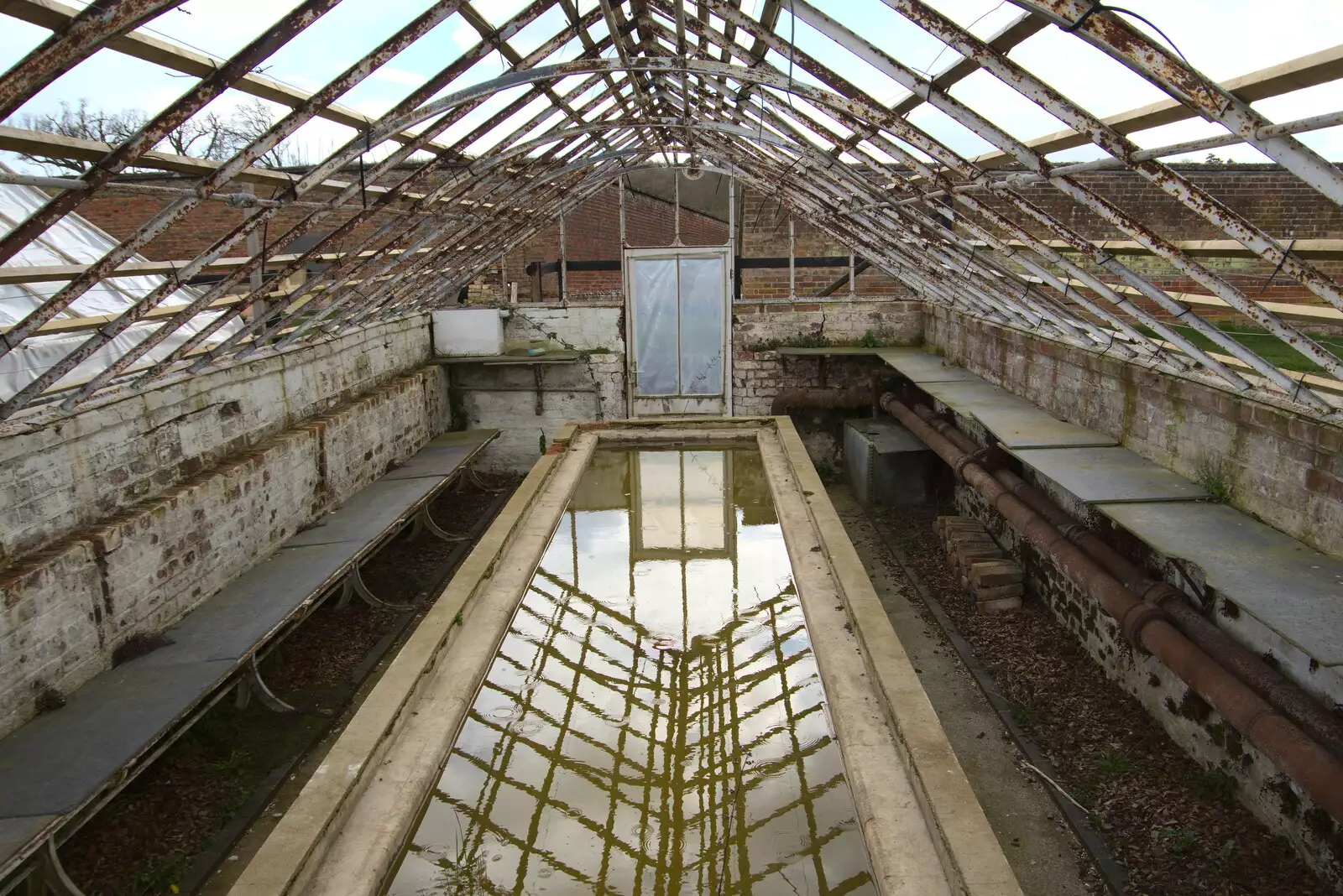 The greenhouses have curious water tanks in, from A Return to Ickworth House, Horringer, Suffolk - 11th April 2021