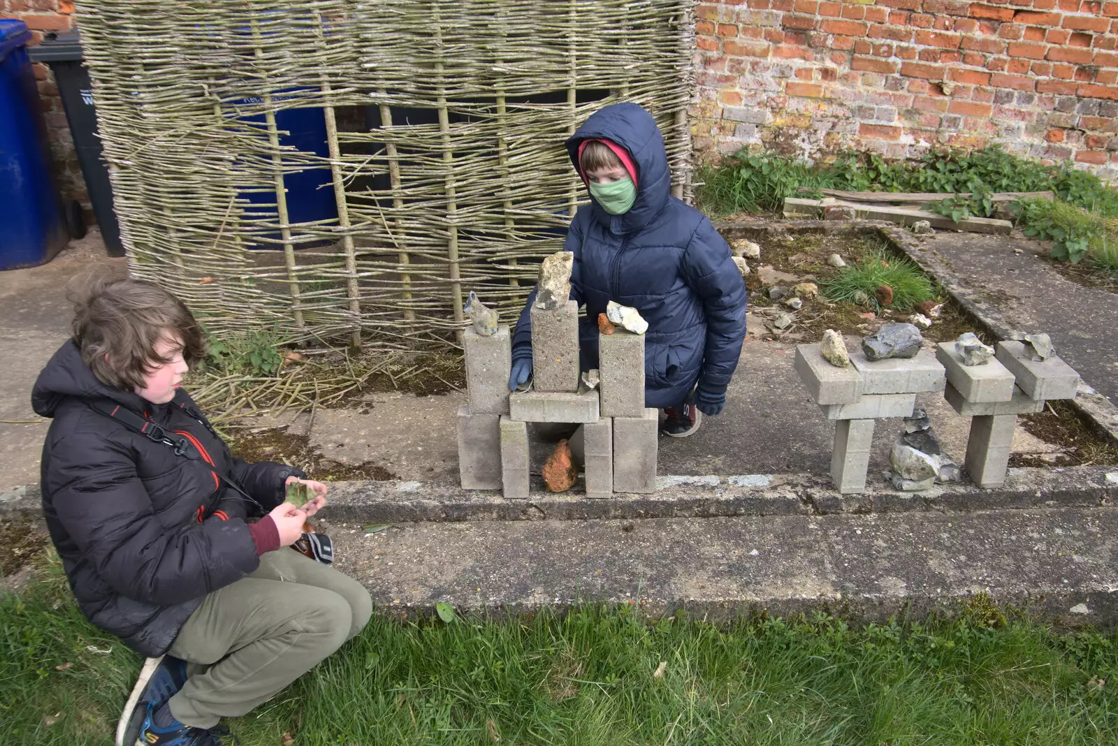 Harry's construction continues, from A Return to Ickworth House, Horringer, Suffolk - 11th April 2021