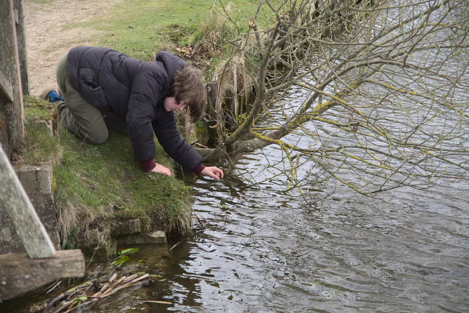 Fred tries to rescue his boat, from A Return to Ickworth House, Horringer, Suffolk - 11th April 2021