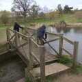 Fred and Harry on the bridge, A Return to Ickworth House, Horringer, Suffolk - 11th April 2021