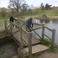 Fred and Harry on the bridge, A Return to Ickworth House, Horringer, Suffolk - 11th April 2021