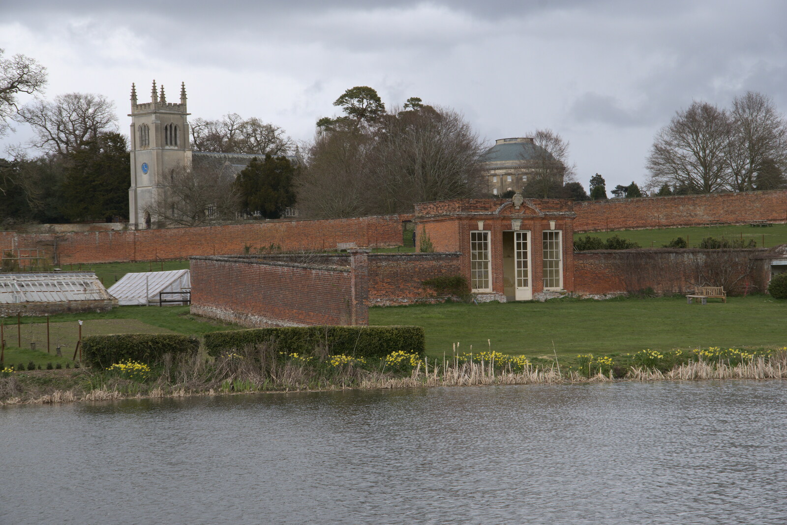 The church, summer house and rotunda all in one shot from A Return to Ickworth House, Horringer, Suffolk - 11th April 2021