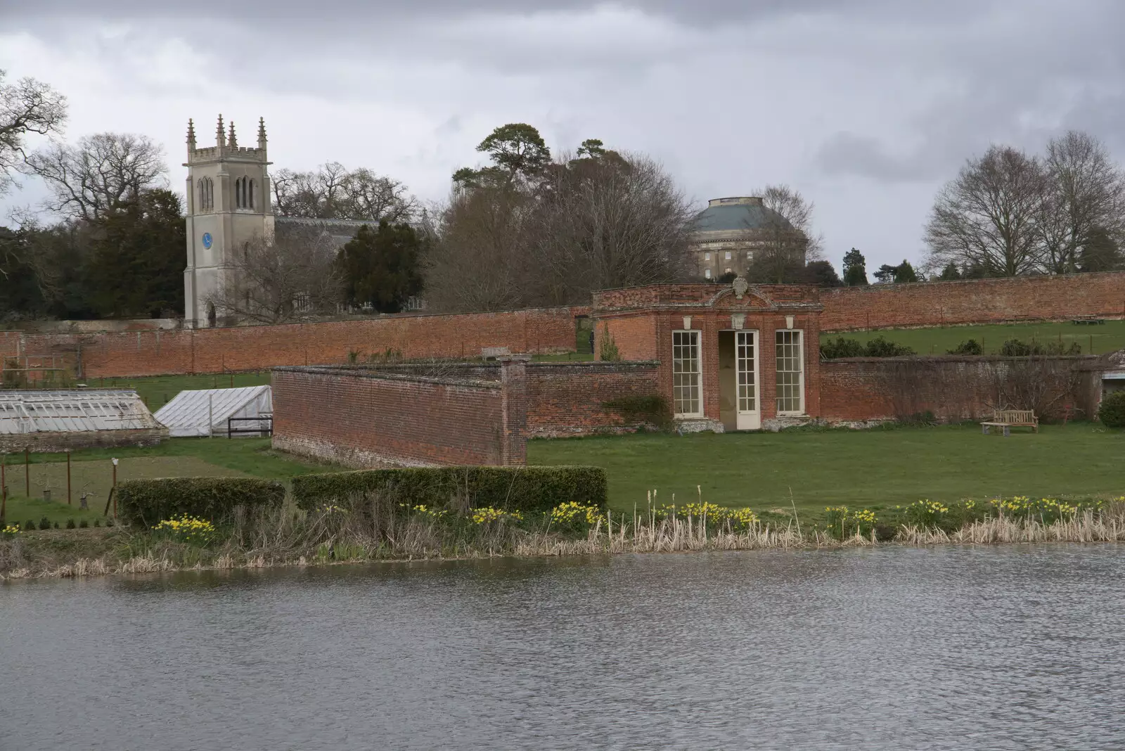 The church, summer house and rotunda all in one shot, from A Return to Ickworth House, Horringer, Suffolk - 11th April 2021