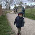 Harry does some moves as it starts to snow, A Return to Ickworth House, Horringer, Suffolk - 11th April 2021