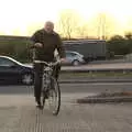 Mick the Brick arrives on his bike, The Death of Debenhams, Rampant Horse Street, Norwich, Norfolk - 17th April 2021