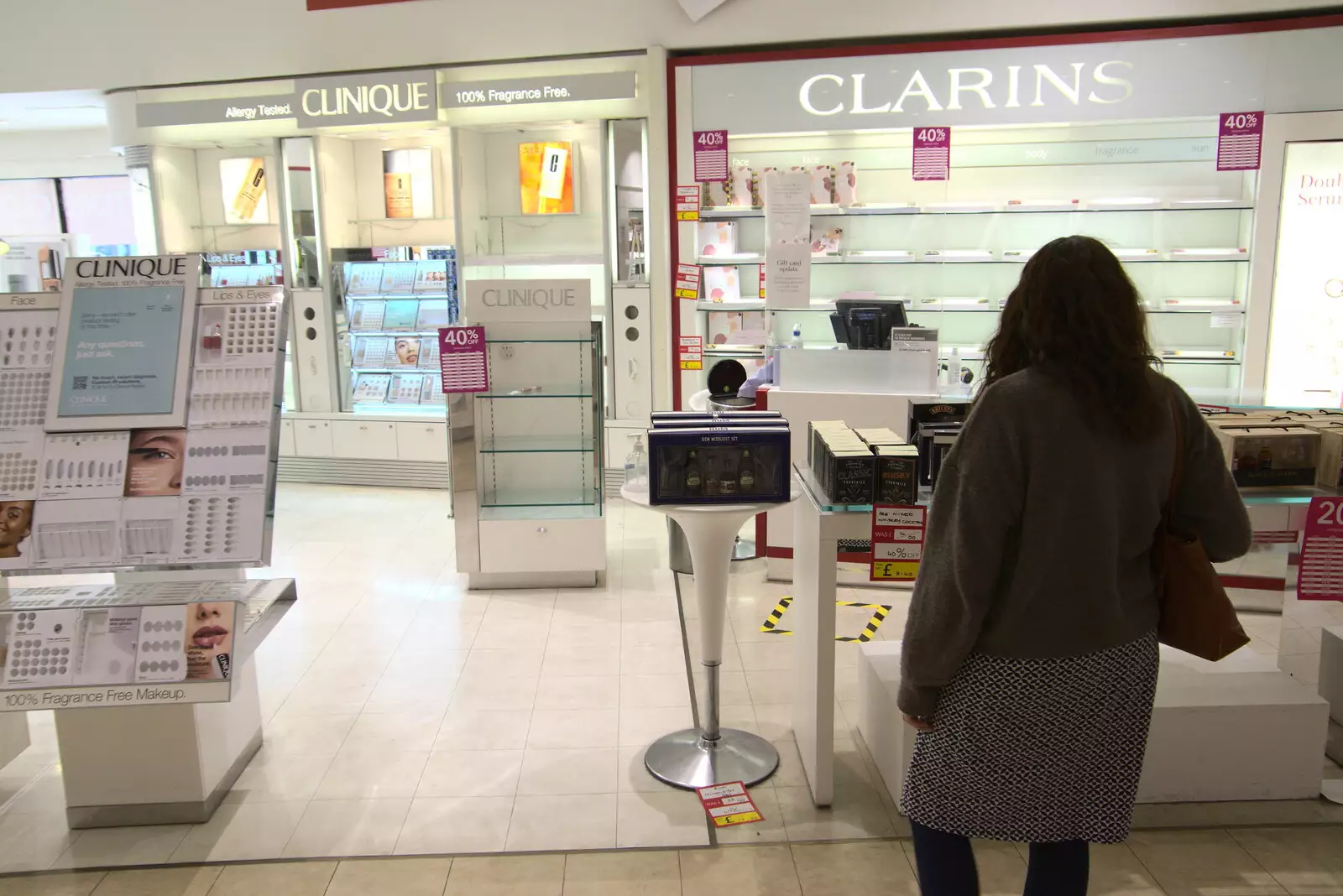 Clinique and Clarins have cleared out already, from The Death of Debenhams, Rampant Horse Street, Norwich, Norfolk - 17th April 2021