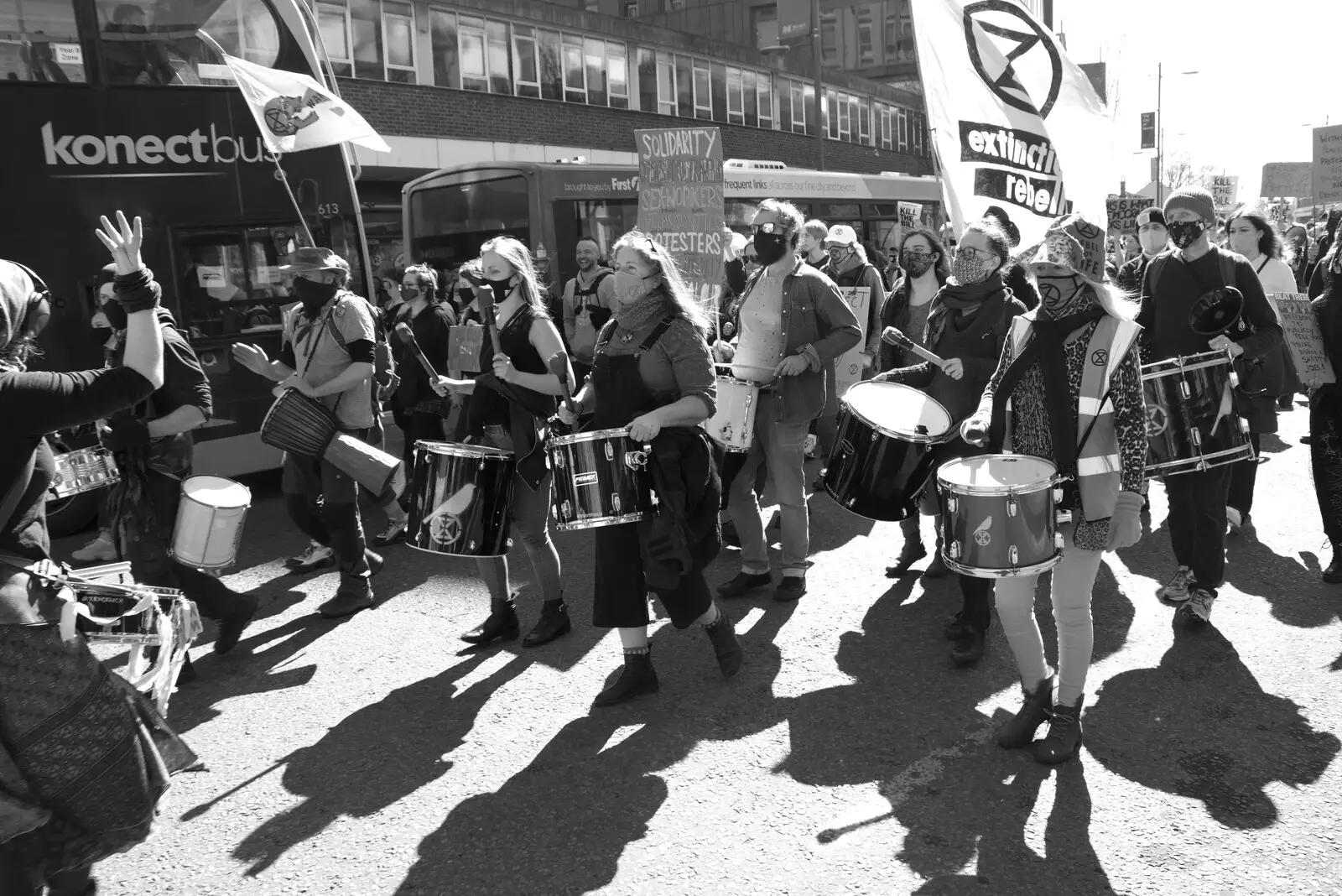 The drum section, from The Death of Debenhams, Rampant Horse Street, Norwich, Norfolk - 17th April 2021