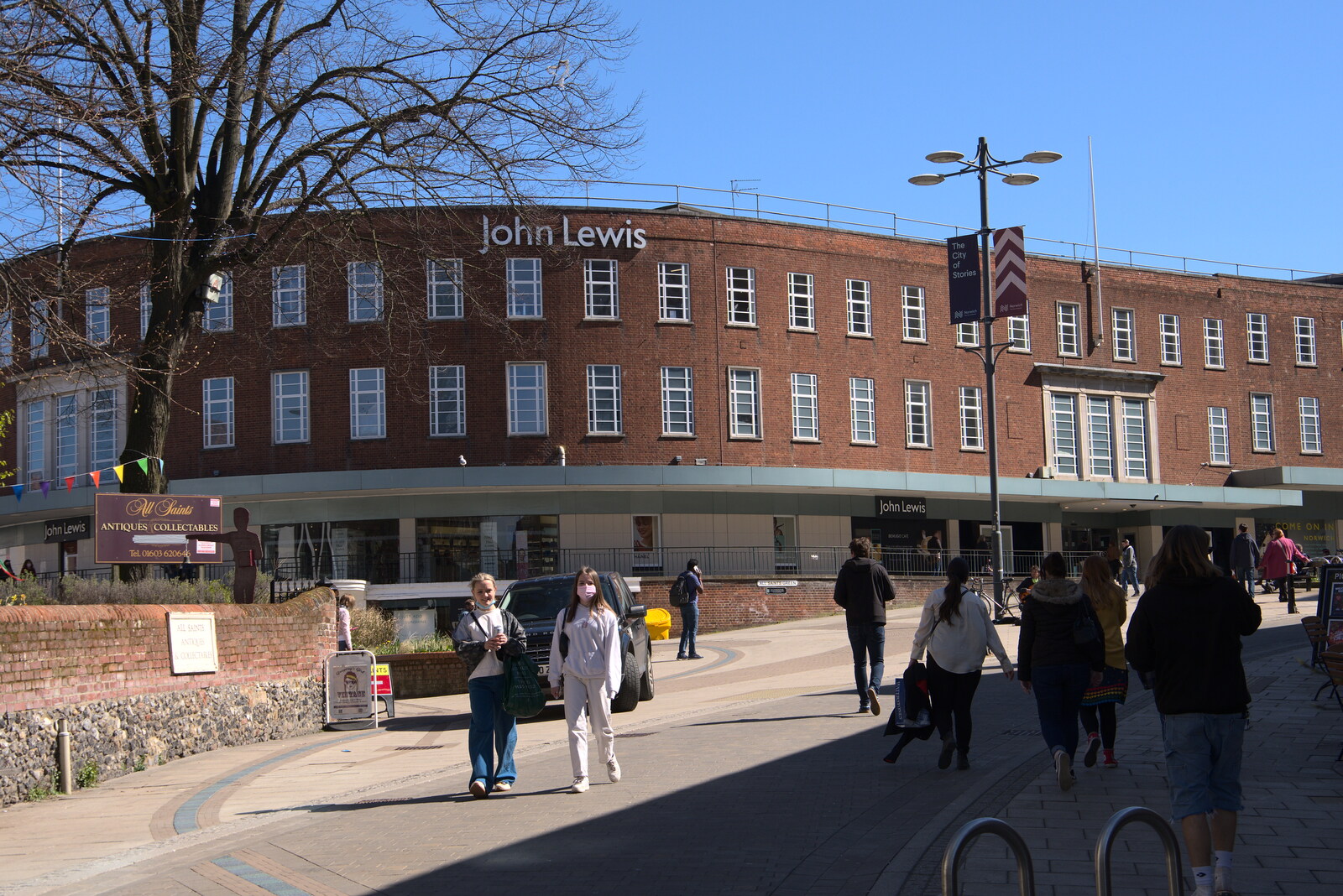 Looking up Westlegate to John Lewis on All Saints from The Death of Debenhams, Rampant Horse Street, Norwich, Norfolk - 17th April 2021