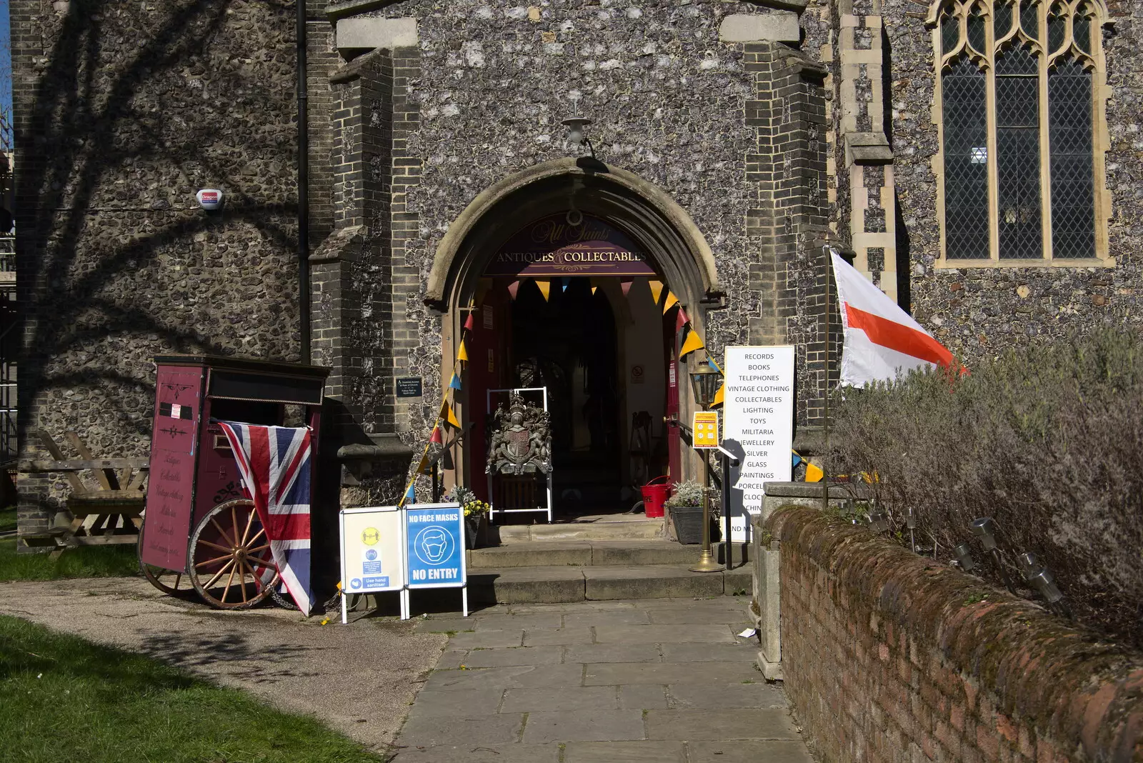 There's an antique fair on in the old church, from The Death of Debenhams, Rampant Horse Street, Norwich, Norfolk - 17th April 2021