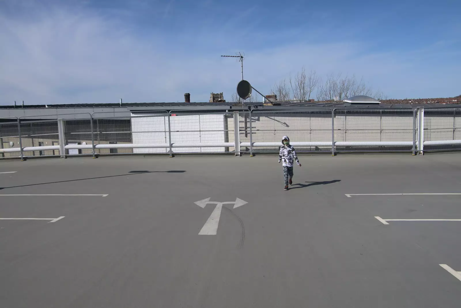 Harry on the top deck of St. Andrew's car park, from The Death of Debenhams, Rampant Horse Street, Norwich, Norfolk - 17th April 2021