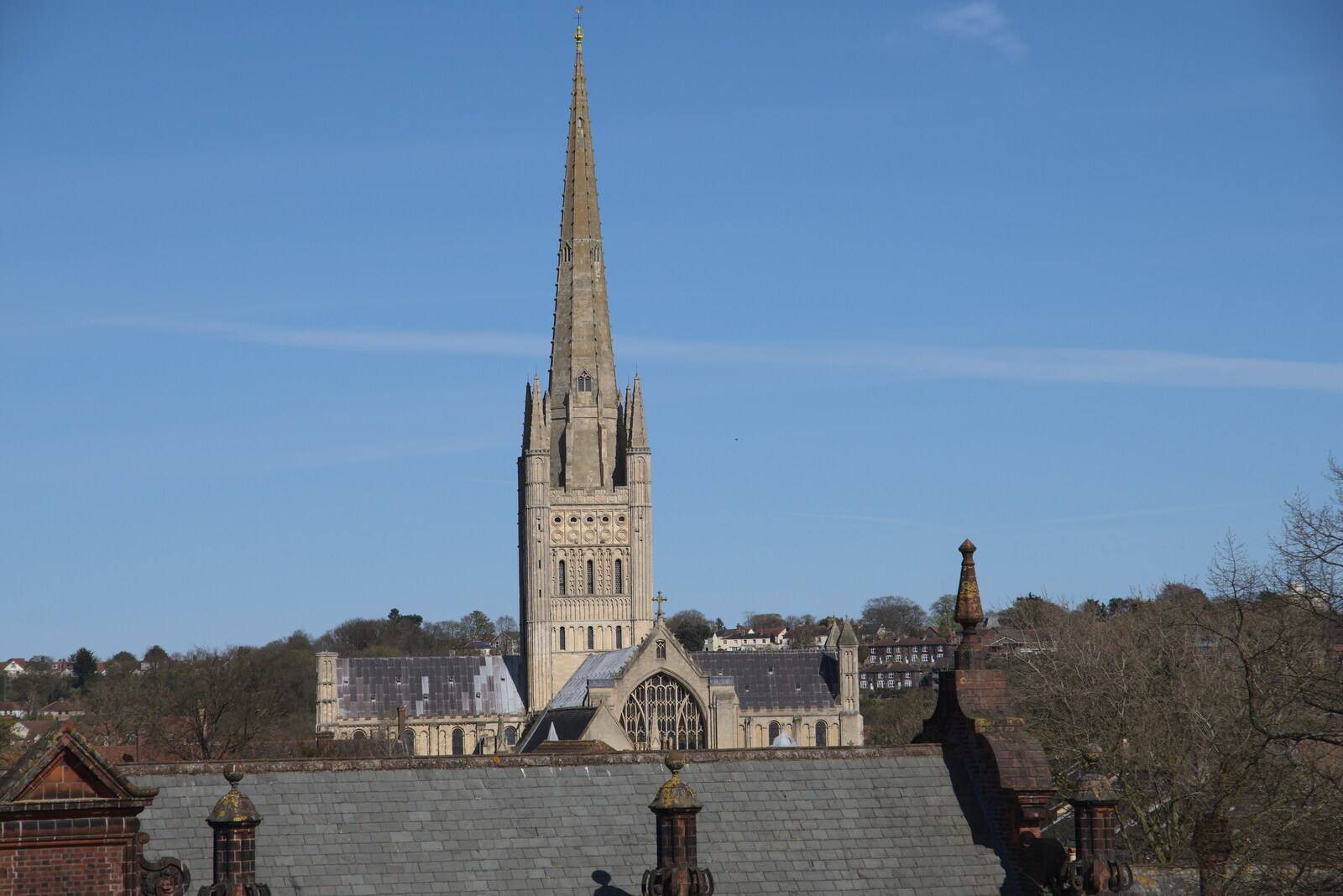 A view of Norwich Cathedral from The Death of Debenhams, Rampant Horse Street, Norwich, Norfolk - 17th April 2021
