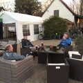 Paul, Phil and Gaz in the Swan beer garden, BSCC Beer Garden Hypothermia, Hoxne and Brome, Suffolk - 22nd April 2021