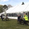 Pippa and Apple are on the adjacent table, BSCC Beer Garden Hypothermia, Hoxne and Brome, Suffolk - 22nd April 2021