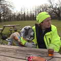 BSCC Beer Garden Hypothermia, Hoxne and Brome, Suffolk - 22nd April 2021, Harry's got a blanket to keep warm