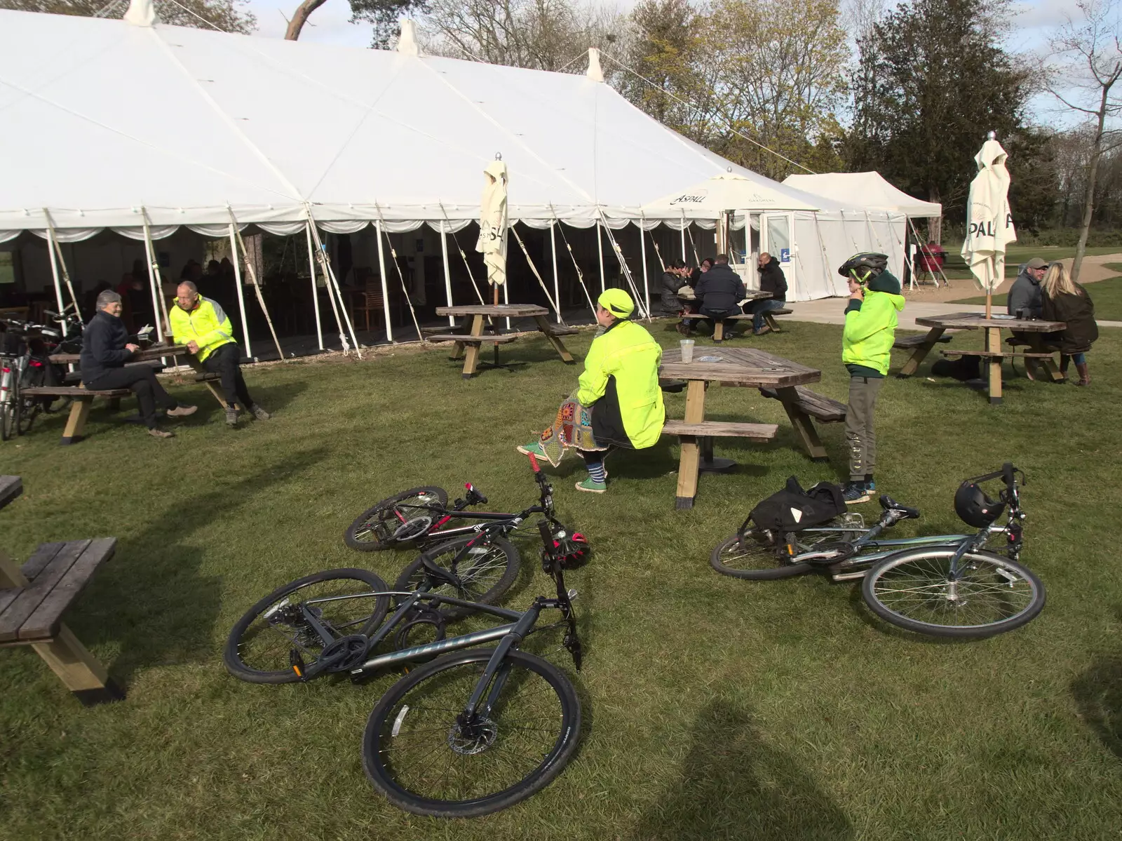 Our pile of bikes, from BSCC Beer Garden Hypothermia, Hoxne and Brome, Suffolk - 22nd April 2021