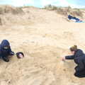 Fred's just a head in the sand, A Chilly Trip to the Beach, Southwold Harbour, Suffolk - 2nd May 2021