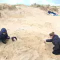 Fred's just a head in the sand, A Chilly Trip to the Beach, Southwold Harbour, Suffolk - 2nd May 2021