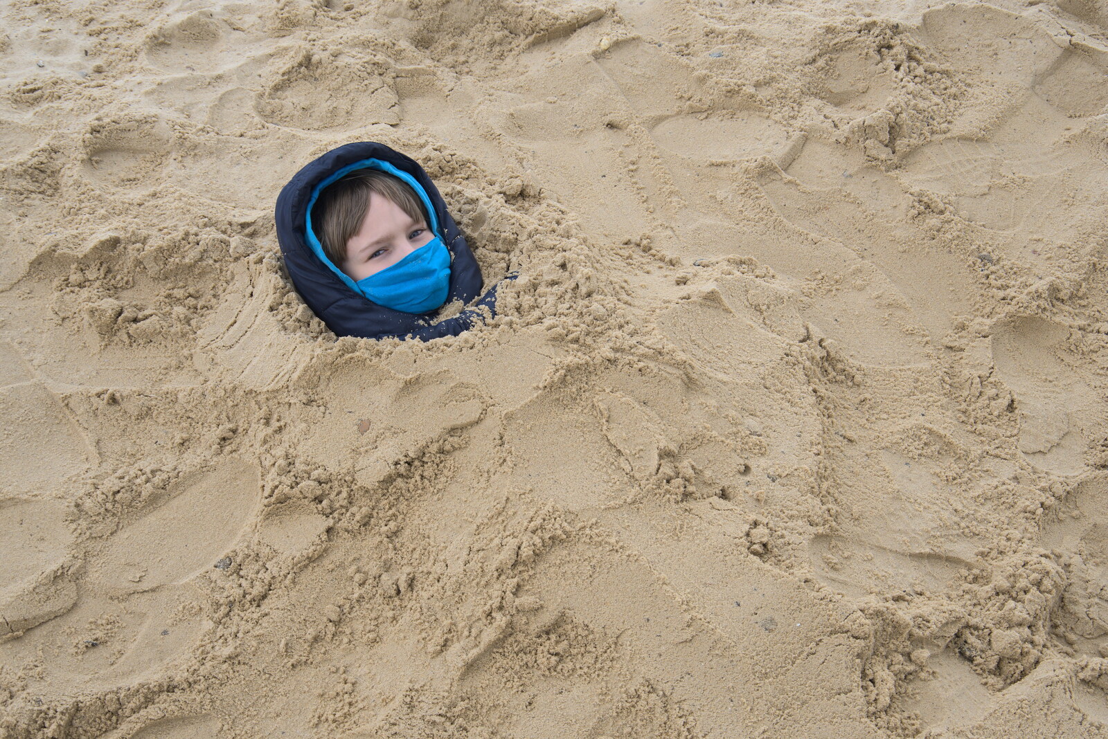 Nosher buries Harry from A Chilly Trip to the Beach, Southwold Harbour, Suffolk - 2nd May 2021