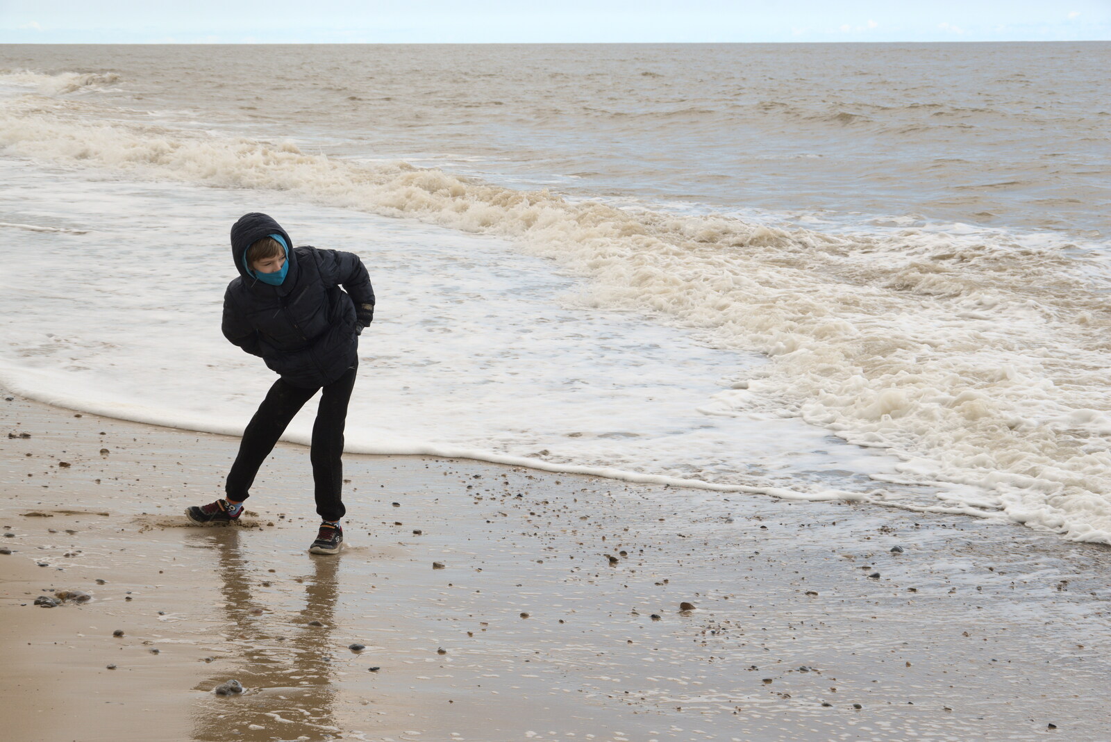 Harry waves his bum at the sea from A Chilly Trip to the Beach, Southwold Harbour, Suffolk - 2nd May 2021