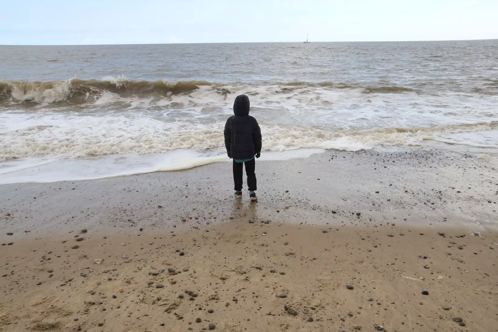 Harry stares out to sea, from A Chilly Trip to the Beach, Southwold Harbour, Suffolk - 2nd May 2021