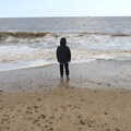 Harry stares out to sea, A Chilly Trip to the Beach, Southwold Harbour, Suffolk - 2nd May 2021