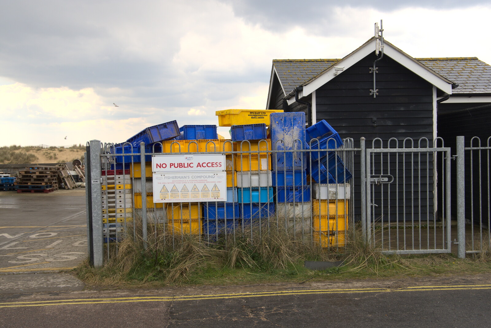 A pile of crates in the Fisherman's compound from A Chilly Trip to the Beach, Southwold Harbour, Suffolk - 2nd May 2021