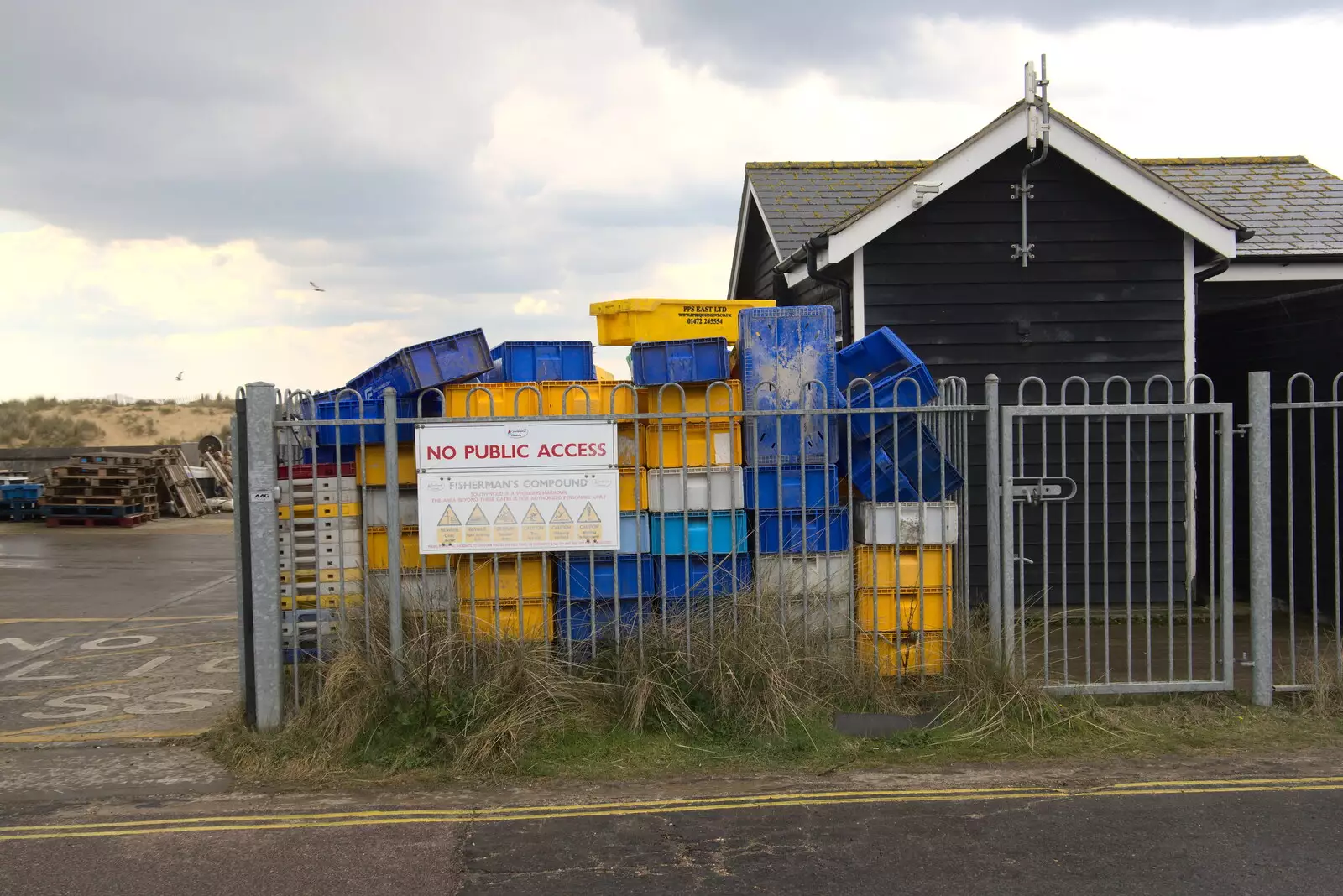 A pile of crates in the Fisherman's compound, from A Chilly Trip to the Beach, Southwold Harbour, Suffolk - 2nd May 2021