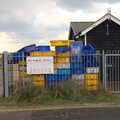 A pile of crates in the Fisherman's compound, A Chilly Trip to the Beach, Southwold Harbour, Suffolk - 2nd May 2021