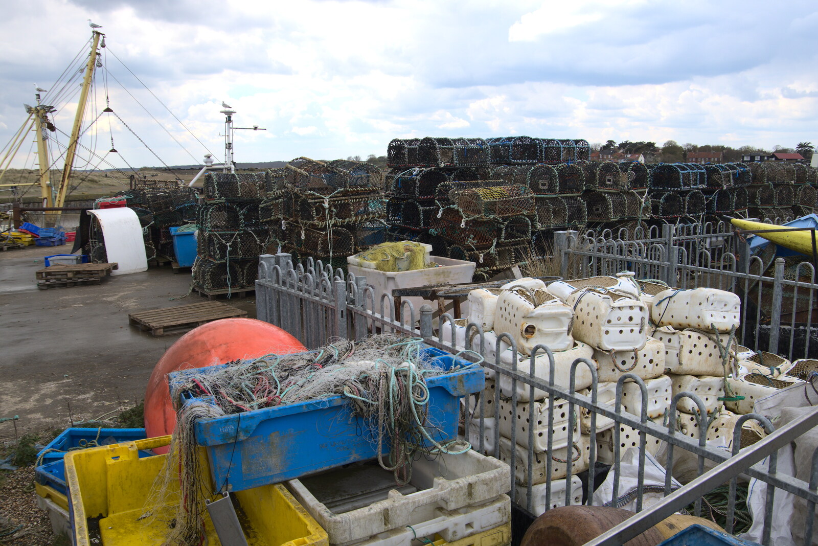 Massed lobster pots - old and new style from A Chilly Trip to the Beach, Southwold Harbour, Suffolk - 2nd May 2021