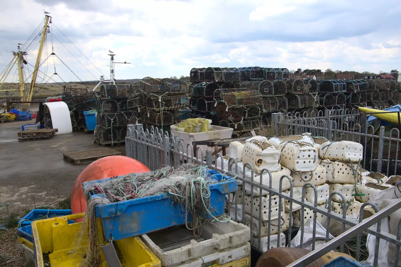 Massed lobster pots - old and new style, from A Chilly Trip to the Beach, Southwold Harbour, Suffolk - 2nd May 2021